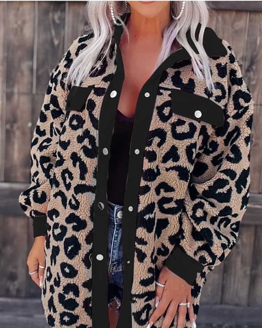 Women's Leopard Print Fur Coat