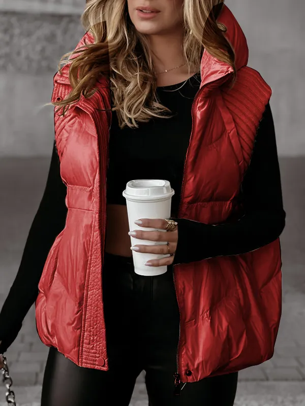 Women's Sleeveless Knitted Patchwork Cotton Vest Coat